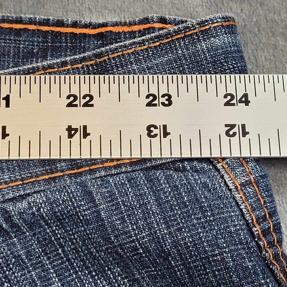 Qruel Jeans Company Mens 50x32 Wide Leg Denim Dark Wash Orange Stitch Blue